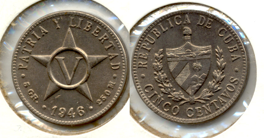 1946 Cuba 5 Centavos MS-60