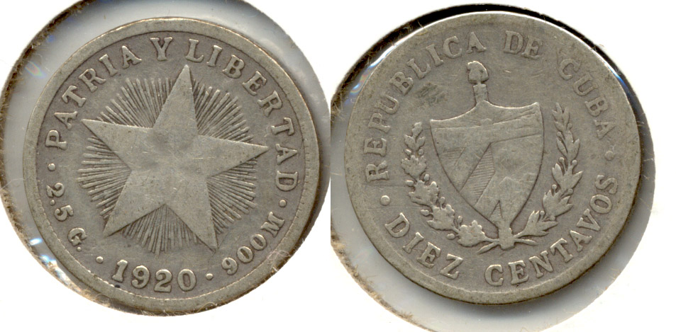 1920 Cuba 10 Centavos Fine-12
