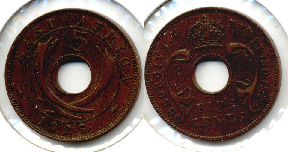 1925 British East Africa 5 Cents EF-40