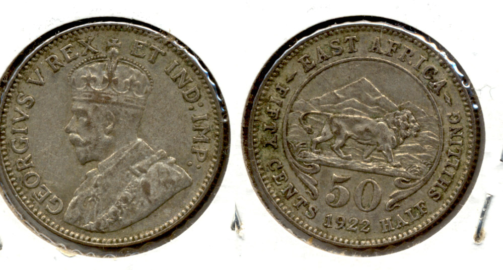 1922 British East Africa 50 Cents VF-20