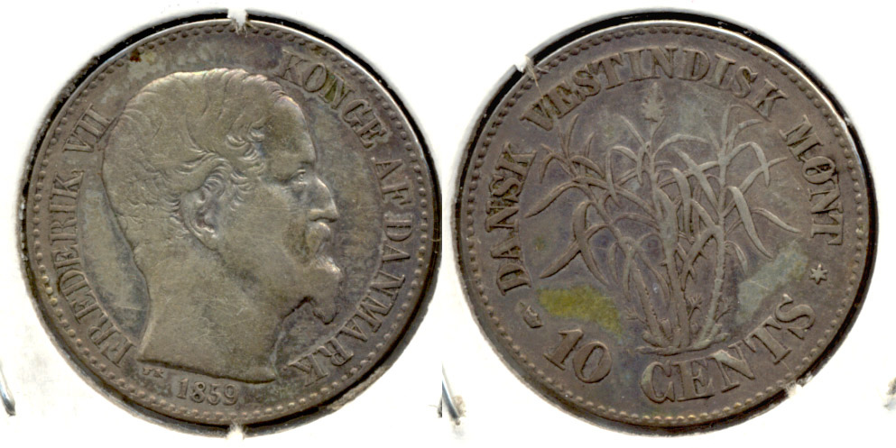 1859 Danish West Indies 10 Cents Fine-12
