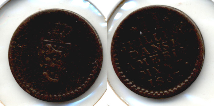 1837 Danish West Indies 2 Skilling Fine-12