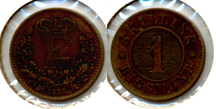 1856 Denmark 1 Rigsmont Skilling EF-40
