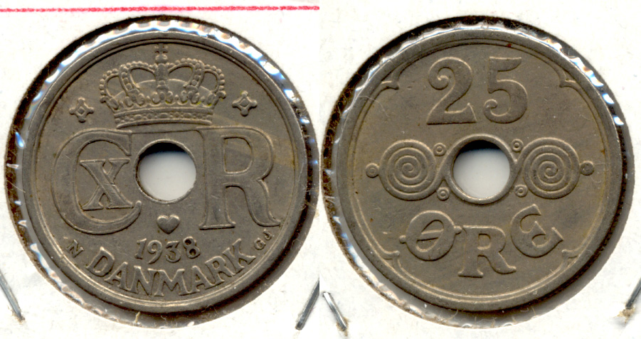 1938 Denmark 25 Ore EF-40