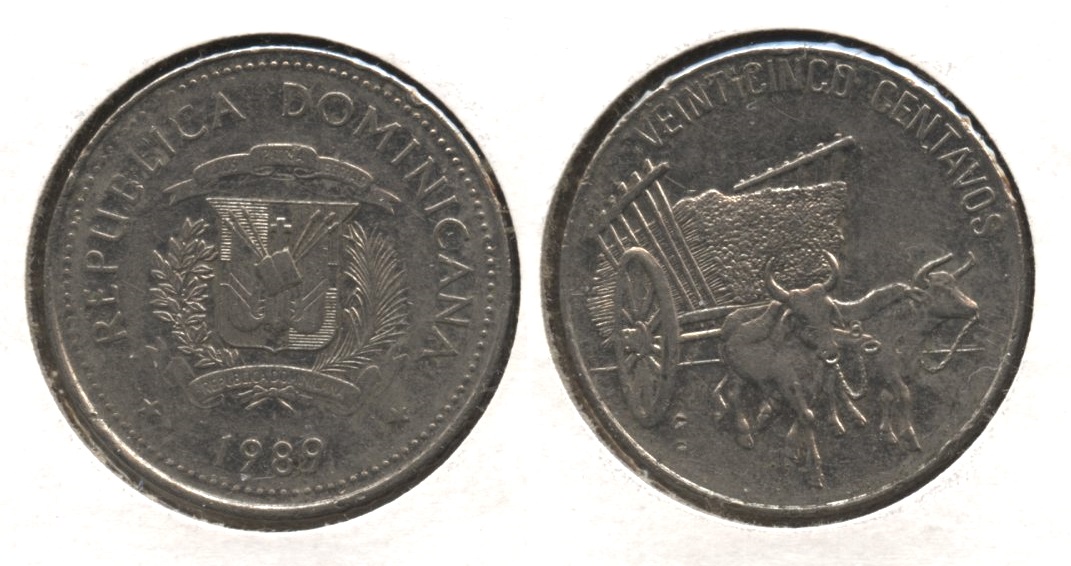 1989 Dominican Republic 25 Centavos EF-40