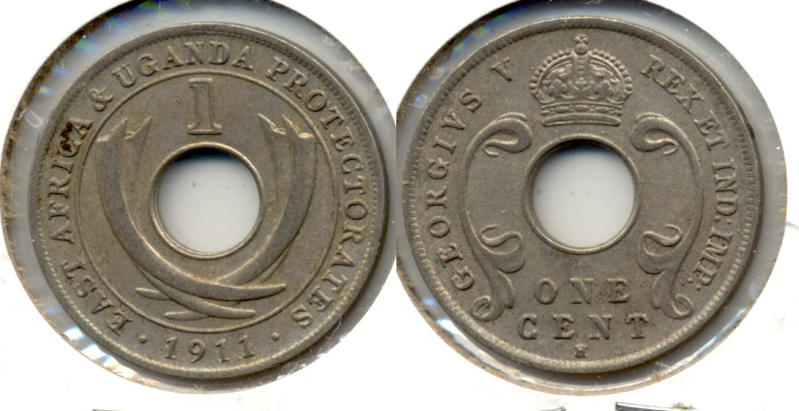 1911-H East Africa and Uganda 1 Cent EF-40