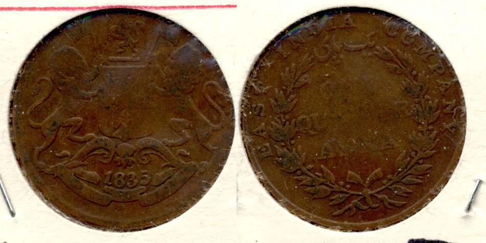 1835 East India Company 1/4 Anna VG-8