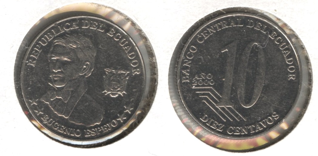 2000 Ecuador 10 Cents EF-40 #a