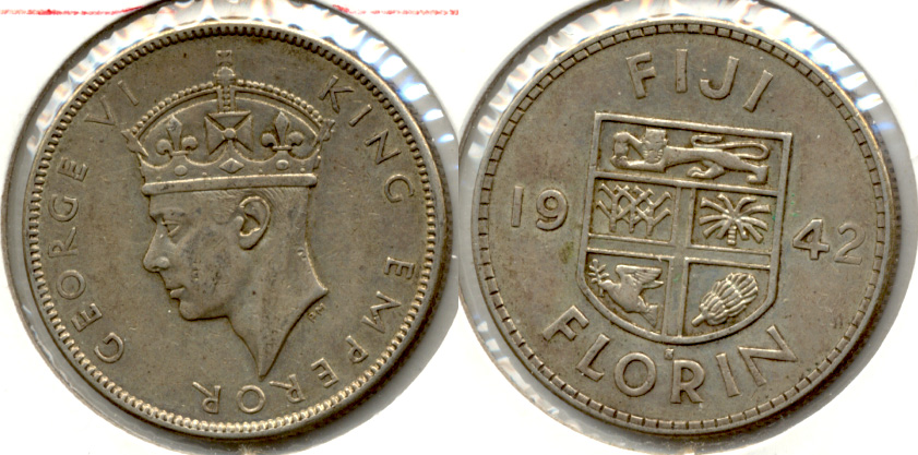 1942-S Fiji Florin EF-45