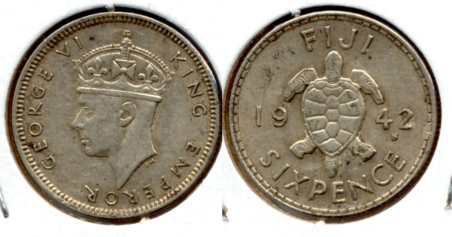 1942 Fiji 6 Pence EF-40