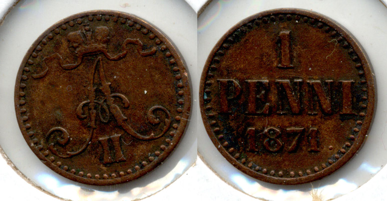 1871 Finland 1 Penni VF-20