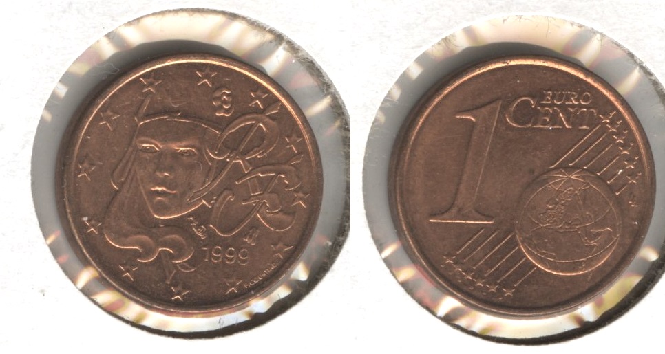 1999 France 1 Euro Cent AU-50