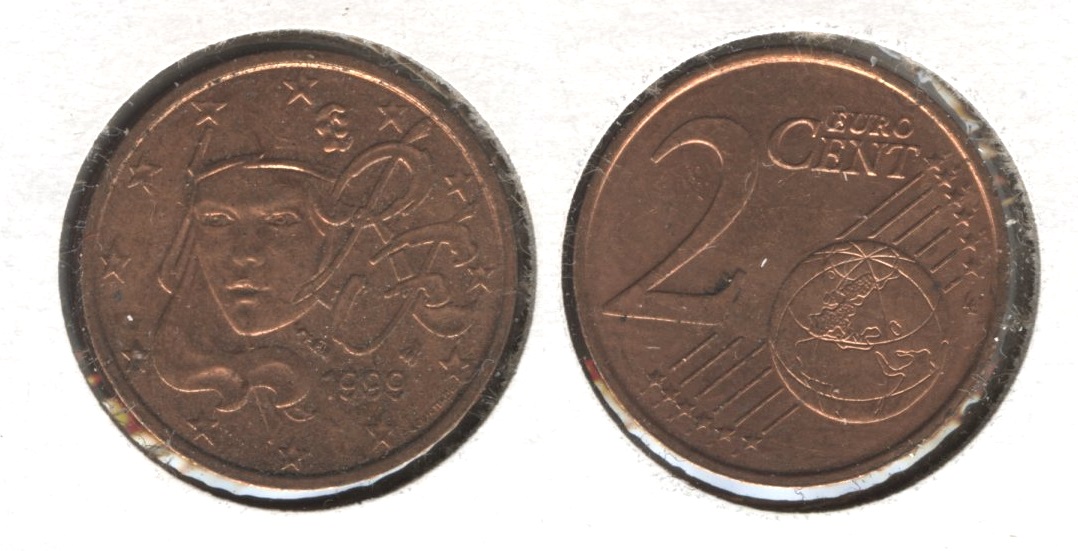 1999 France 2 Euro Cents AU-50