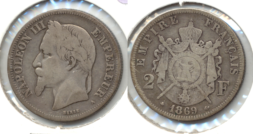 1869-A France 2 Francs Fine-12