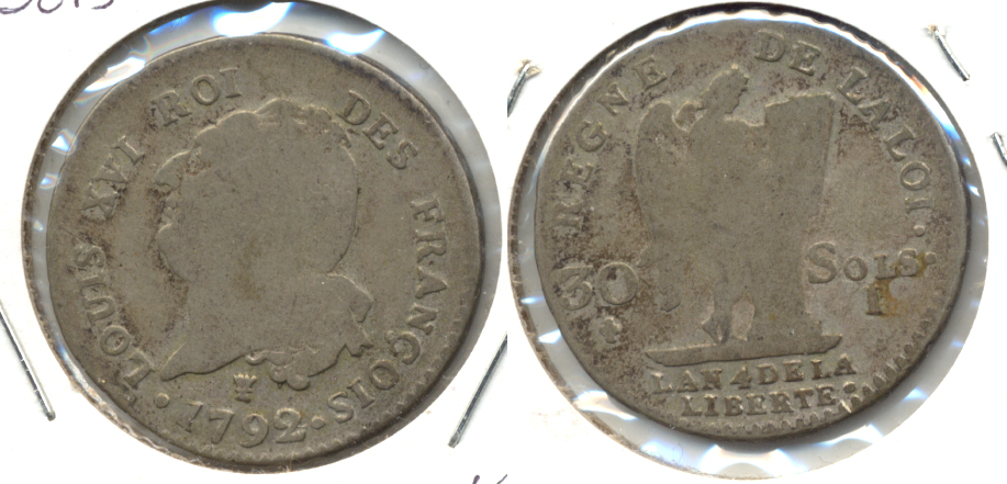 1791-I France 30 Sols VG-8