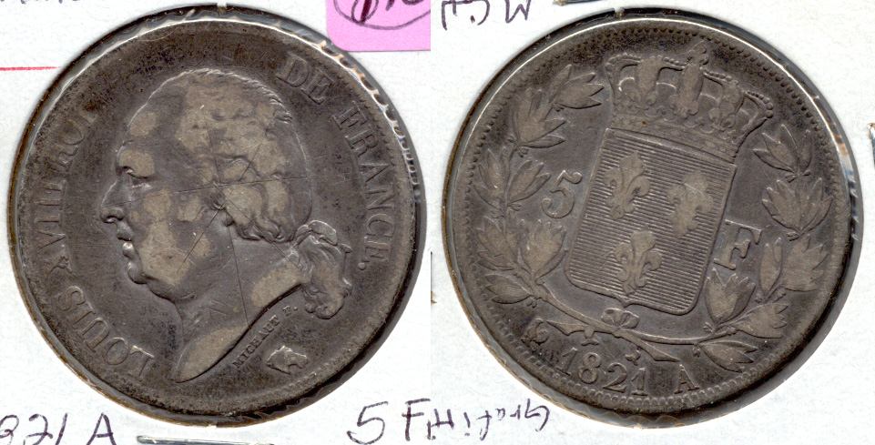 1821-A France 5 Francs Fine-12