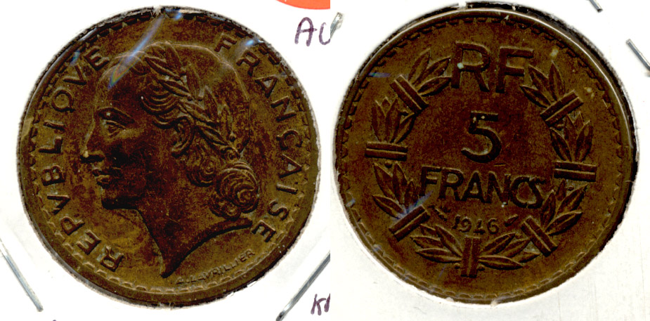 1946 France 5 Francs AU-50