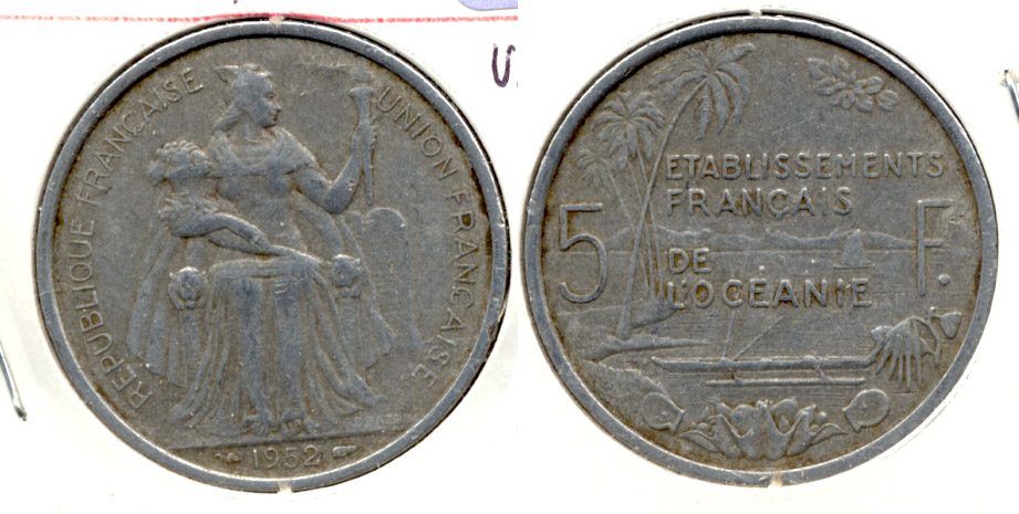 1952 French Oceania 5 Francs