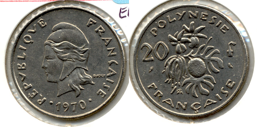 1970 French Polynesia 20 Francs EF-40