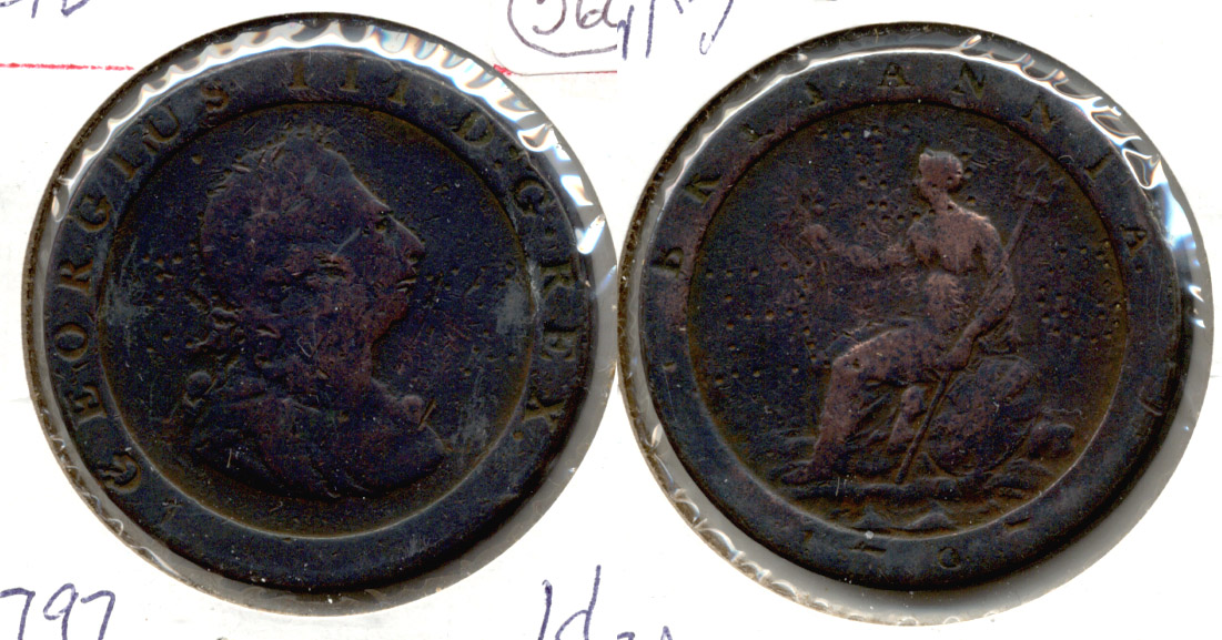 1797 Great Britain 1 Penny VG-8