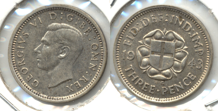 1943 Great Britain 3 Pence AU-50