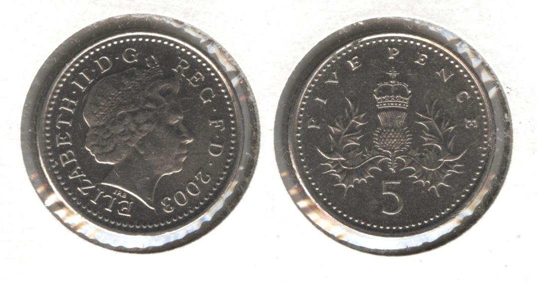 2003 Great Britain 5 Pence AU-50