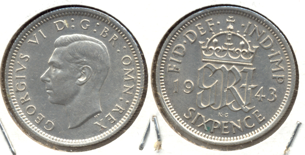 1943 Great Britain 6 Pence AU-50