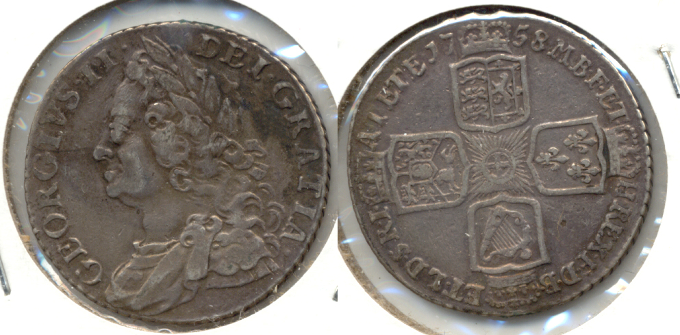1758 Great Britain Shilling VF-20 a