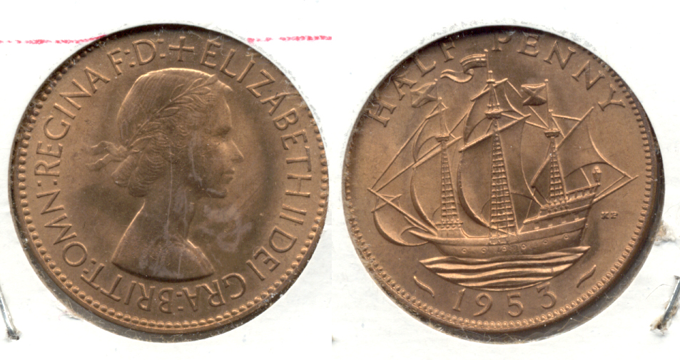 1953 Great Britain Half Penny MS-60