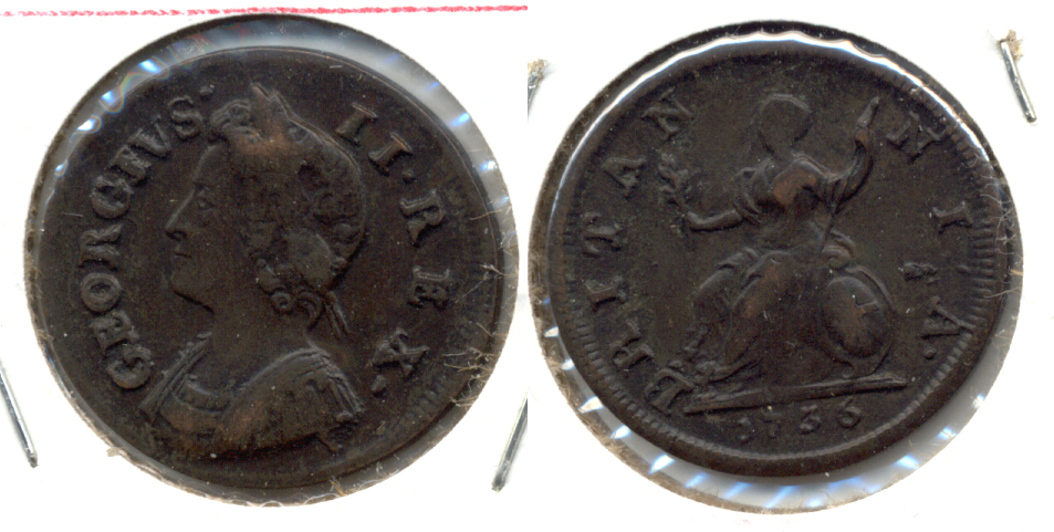 1736 Great Britain Farthing Fine-15