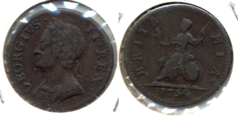 1754 Great Britain Farthing Fine-15