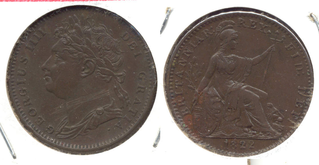 1822 Great Britain Farthing EF-40