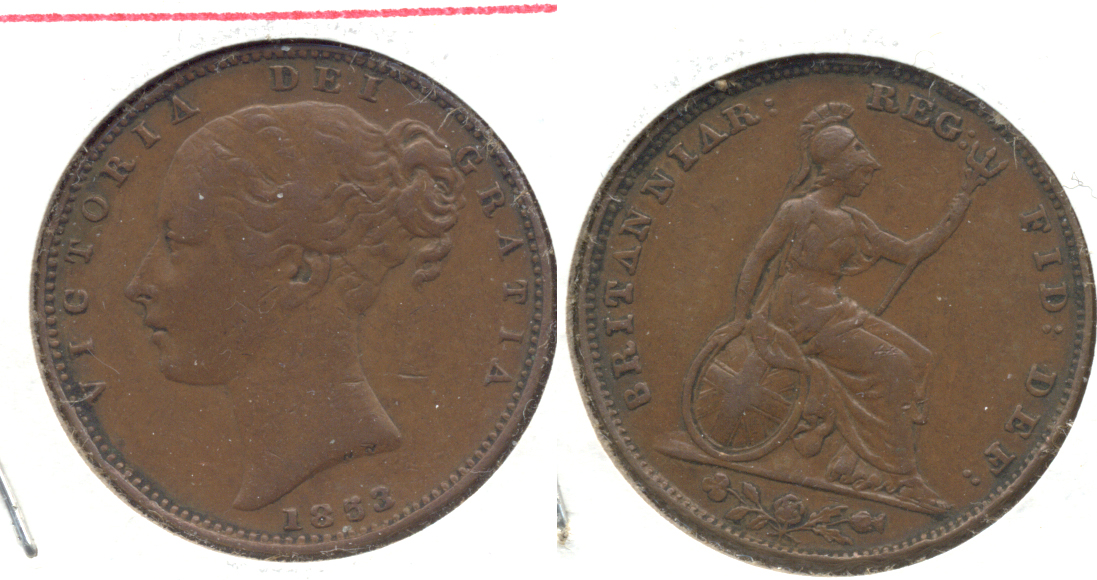 1853 Great Britain Farthing VF-20
