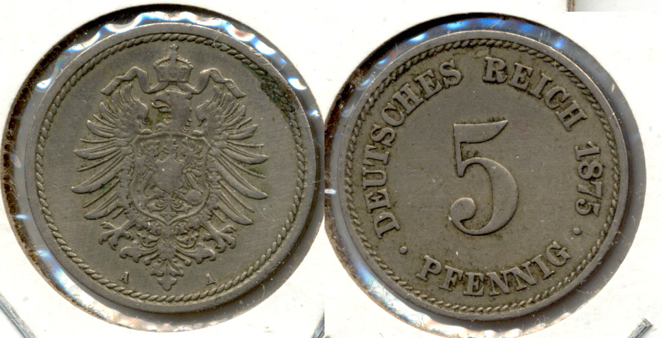 1875-A Germany 5 Pfennig VF-20