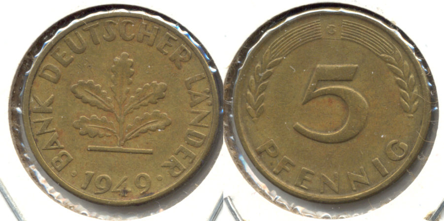 1949-G Germany 5 Pfennig VF-20