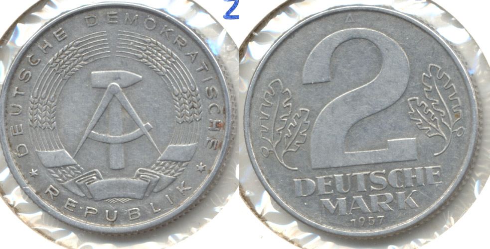 1957-A Germany Democratic Republic 2 Mark VF-20