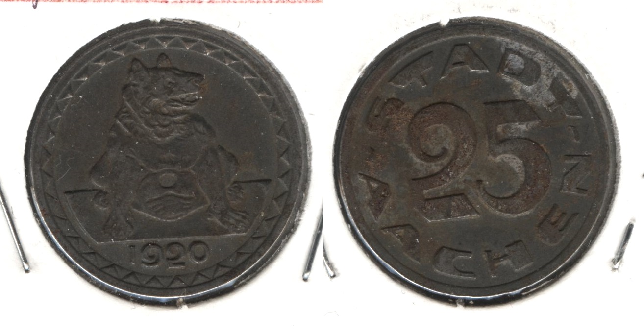 1920 Germany Notgeld 25 Stadt Aachen