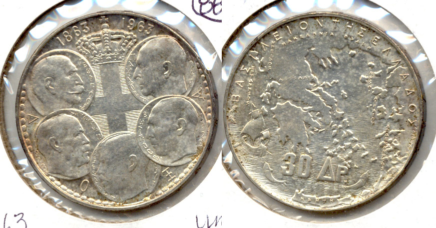 1963 Greece 30 Drachmai MS-60