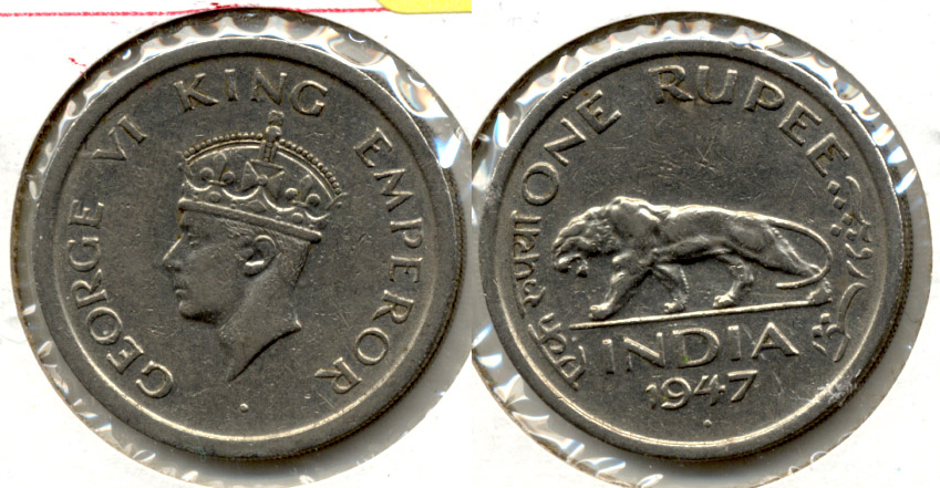 1947 India 1 Rupee AU-50
