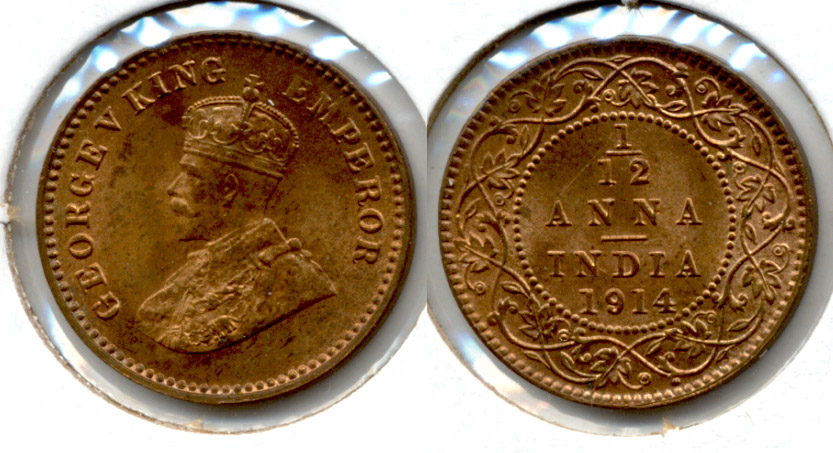 1914 India 1/12 Anna MS-60