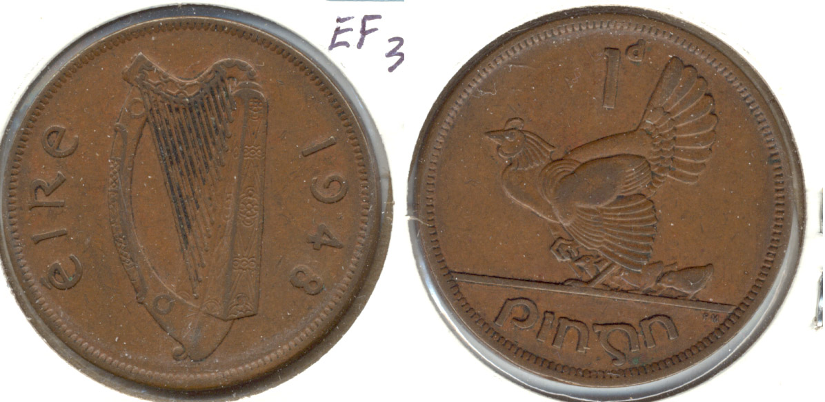 1948 Ireland 1 Penny EF-40