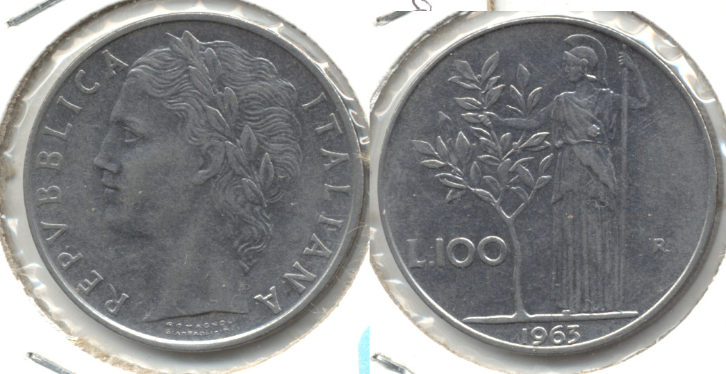 1963-R Italy 100 Lira EF-40