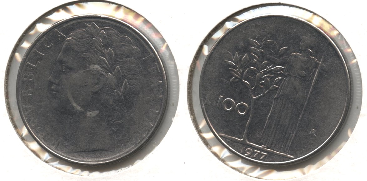 1977-R Italy 100 Lira VF-20