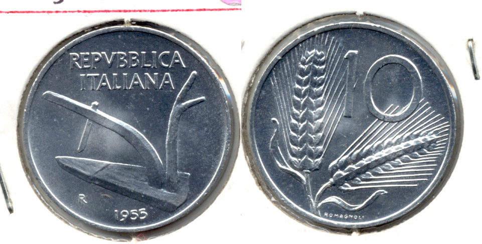 1955-R Italy 10 Lira MS-60