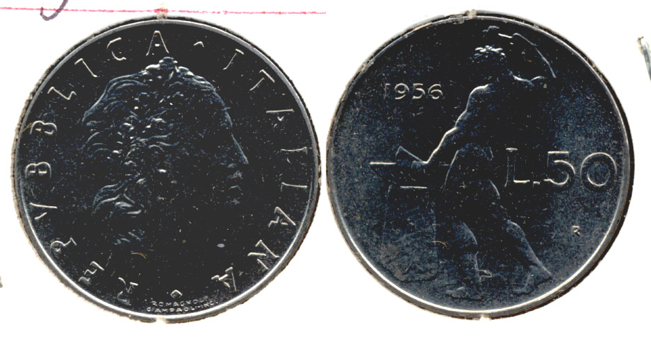 1956-R Italy 50 Lira MS-60