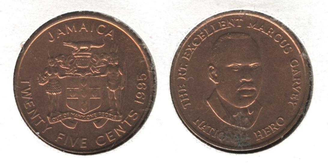 1995 Jamaica 25 Cents EF-40