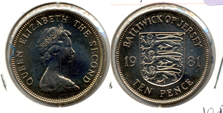 1981 Jersey 10 Pence MS-60