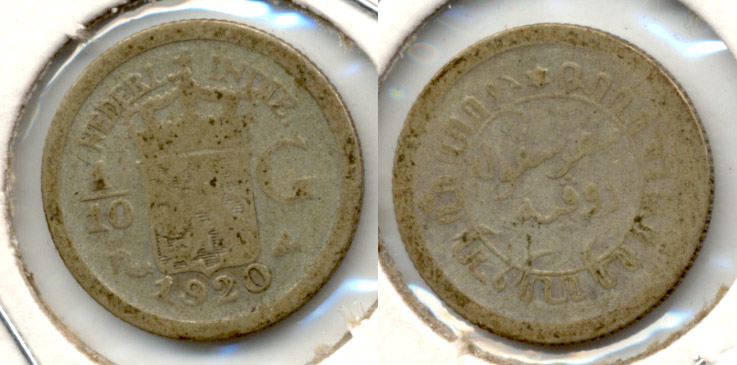 1920 Netherlands East Indies 1/10 Gulden VG-8