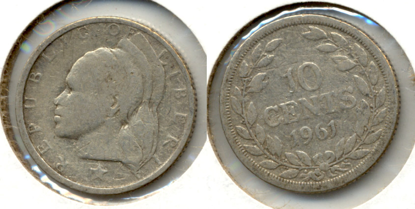 1961 Liberia 10 Cents VG-8