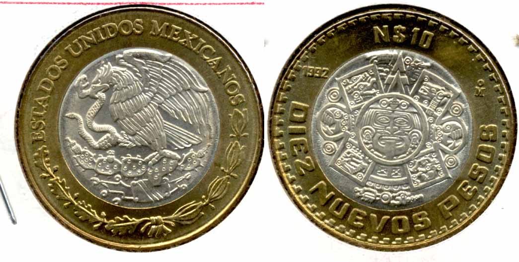 1992 Mexico 10 Pesos MS